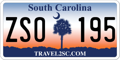 SC license plate ZSO195