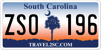 SC license plate ZSO196