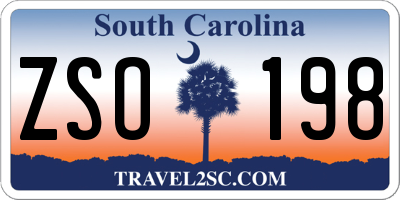SC license plate ZSO198