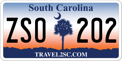 SC license plate ZSO202