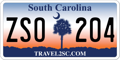 SC license plate ZSO204