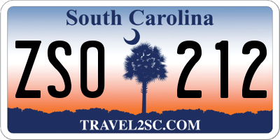 SC license plate ZSO212