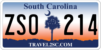 SC license plate ZSO214