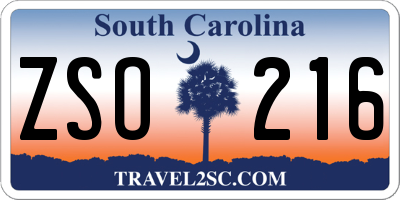 SC license plate ZSO216