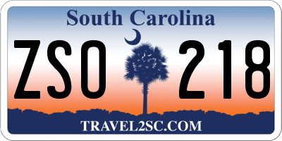 SC license plate ZSO218