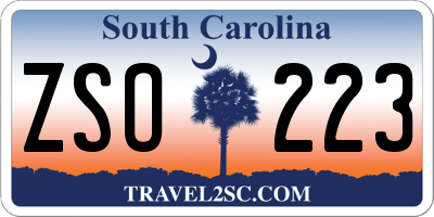 SC license plate ZSO223