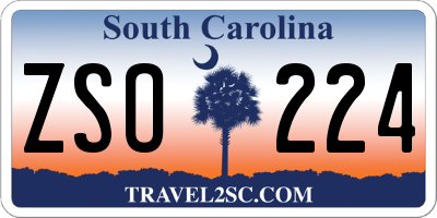 SC license plate ZSO224