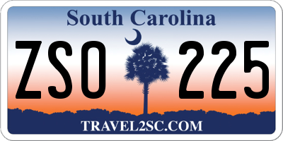 SC license plate ZSO225