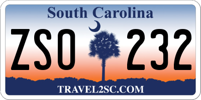 SC license plate ZSO232
