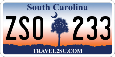 SC license plate ZSO233
