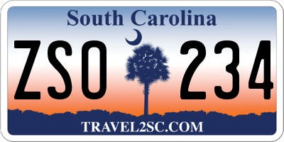 SC license plate ZSO234