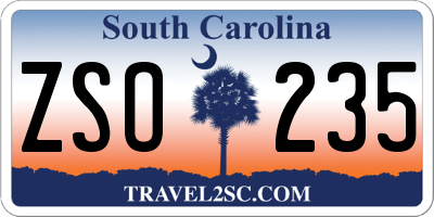 SC license plate ZSO235