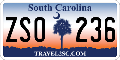 SC license plate ZSO236