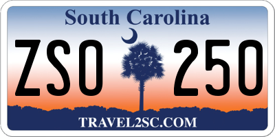 SC license plate ZSO250