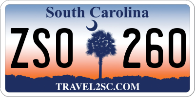 SC license plate ZSO260
