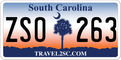 SC license plate ZSO263