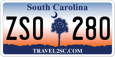 SC license plate ZSO280