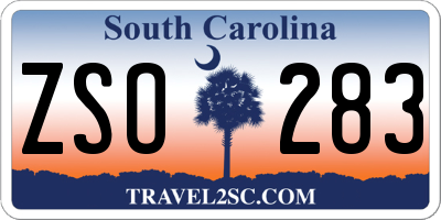 SC license plate ZSO283