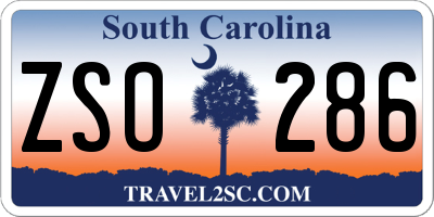 SC license plate ZSO286