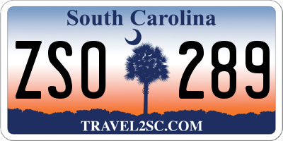 SC license plate ZSO289