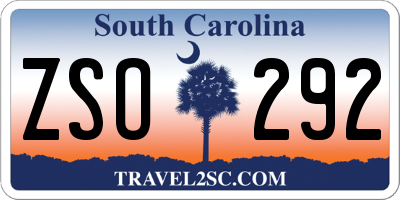 SC license plate ZSO292