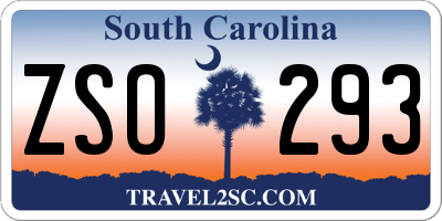 SC license plate ZSO293