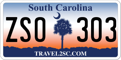 SC license plate ZSO303