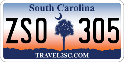 SC license plate ZSO305