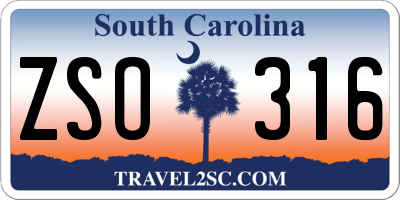 SC license plate ZSO316