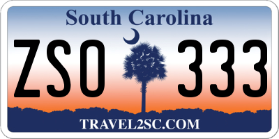 SC license plate ZSO333