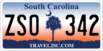 SC license plate ZSO342