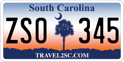 SC license plate ZSO345