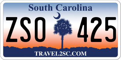 SC license plate ZSO425
