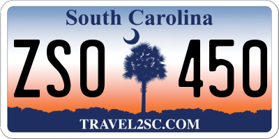 SC license plate ZSO450