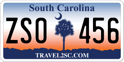 SC license plate ZSO456