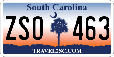 SC license plate ZSO463