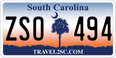SC license plate ZSO494