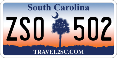 SC license plate ZSO502