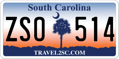 SC license plate ZSO514