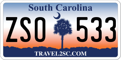 SC license plate ZSO533