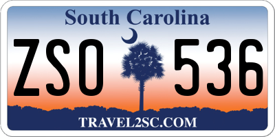 SC license plate ZSO536