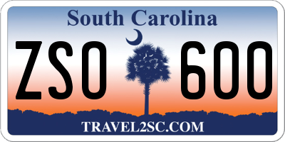 SC license plate ZSO600