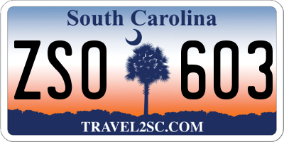 SC license plate ZSO603