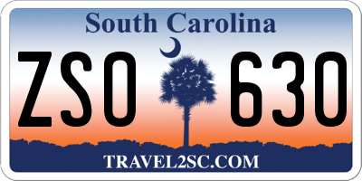 SC license plate ZSO630