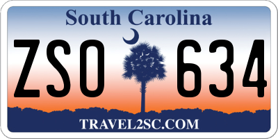 SC license plate ZSO634