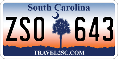 SC license plate ZSO643