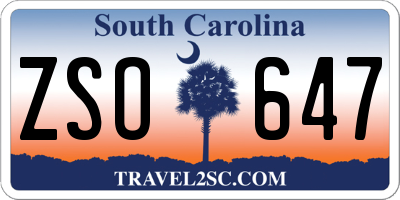 SC license plate ZSO647
