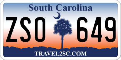 SC license plate ZSO649