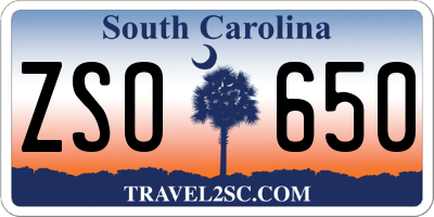 SC license plate ZSO650