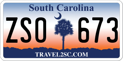 SC license plate ZSO673